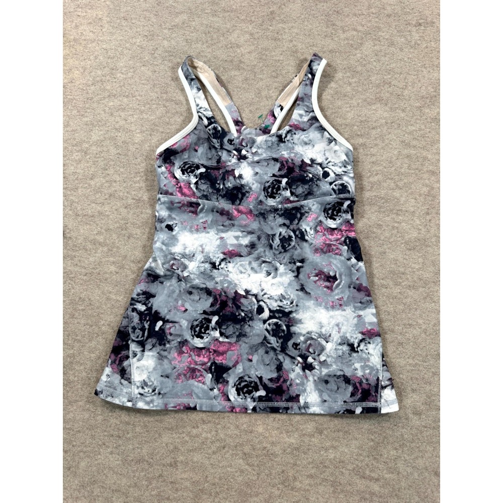Lululemon Tank Top Womens 4 Moody Mirage White Deep Navy Stretch Racerback